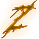 Letter Z shaped like a jagged lightning bolt with a glowing orange outline.