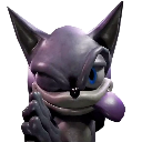 Purple hedgehog character winking and sticking its tongue out in a playful manner.
