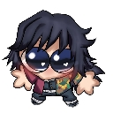 Chibi character with oversized glossy eyes containing heart reflections looking up with an adoring expression.