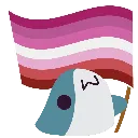 Blobhaj_Holds_A_Leabian_Flag