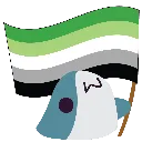 Blobhaj_Holds_A_Aromantic_Flag