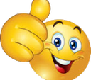 Yellow smiley face with a wide grin giving a large thumbs-up gesture.