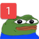 A green frog character with a red notification bubble showing the number one above its head.