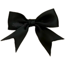 A simple black ribbon bow centered on a transparent background.