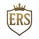 A golden shield with a crown on top and the letters ERS in the center.