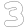 Number three in white with a gray outline on a black background.