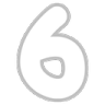 Number six digit in white with a thick dark outline.