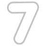 Number seven in white with a gray outline on a black background.
