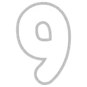 Number nine digit in white with a gray outline.