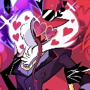 A cartoon character wearing sunglasses with heart-shaped lenses, sticking their tongue out with hearts floating around.
