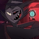 A dark-colored character wearing a fedora with a wide, sharp-toothed, mischievous grin.