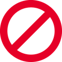Red circle with a diagonal slash across the center.