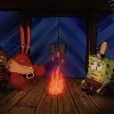 spongebobandmrkrabsaroundacampfi