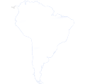 South America continent silhouette in white on a black background.