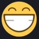 A yellow smiley face with closed eyes and a wide, toothy grin.