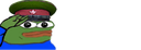 Frog character wearing a military cap and performing a hand salute.