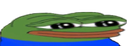 Pepe the frog with a wide, squashed face and a smug, knowing expression.