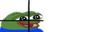 Pepe the Frog with a mischievous grin and a black cross-hair overlay on his face.