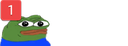 A green cartoon frog head positioned next to a red notification badge with the number one inside.