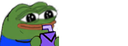 Pepe the Frog with a relaxed expression sipping from a purple cup with a straw.