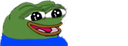 Pepe the frog with wide sparkling eyes and a large, enthusiastic open-mouthed grin.