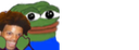 Pepe the Frog face merged with a person's head in a chaotic meme style.