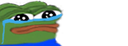 Pepe the frog with large, glossy, tear-filled eyes and a sad, downturned mouth.