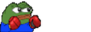 A green frog character wearing red boxing gloves and a blue shirt, looking ready to fight.