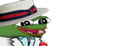 A green frog character wearing a white fedora with a red band and a white suit jacket.