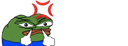 A green frog with a red angry vein symbol above its head and white steam blowing out of its nostrils.