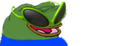A green frog wearing bright neon sunglasses with a smug, grinning expression.