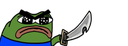 Green frog character holding a knife with an angry, menacing expression.