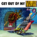 SpongeBob and Patrick characters in a distorted, deep-fried swamp setting with text reading Get Out Of My Swamp.