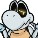 Dry Bones from Mario shrugging with a confused expression.