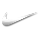 Swoosh checkmark symbol in white against a black background.