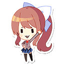 Monika from Doki Doki Literature Club as a chibi character spinning in a circle.