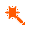 A pixelated orange star-shaped wand against a black background.