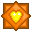A glowing yellow pixel heart centered inside an orange diamond-shaped frame.