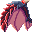 Tattered red and purple cape billowing in a pixel art style.