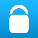 A white padlock icon centered on a solid blue square background.