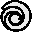 Spiral shape in white pixels against a black background.