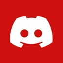 A white stylized mascot logo centered on a solid red square background.