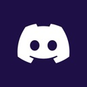 Discord logo featuring a white stylized controller-like shape on a dark purple square background.