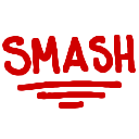 The word SMASH written in bold red pixelated letters against a black background.