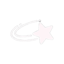 A light pink shooting star with a trailing tail moving across the frame.
