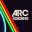 Logo text with a rainbow light streak on a dark background.