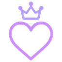 A purple heart icon with a small crown sitting on top.