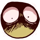 A character face with wide, terrified eyes and a dark, shadowed expression.