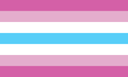 Femboy pride flag featuring horizontal stripes of pink, light pink, white, and light blue.