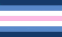 Tomboy pride flag with horizontal stripes of dark blue, light blue, white, and pink.